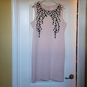 Pink dress with black beading flowers